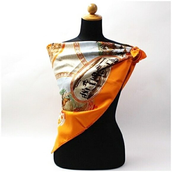 HERMES Authentic Orange Scarf - Picture 3 of 8